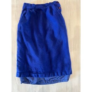 Stephen Douglas Ltd Vintage Royal Blue Wool Pencil Skirt Side Button Size 6 USA